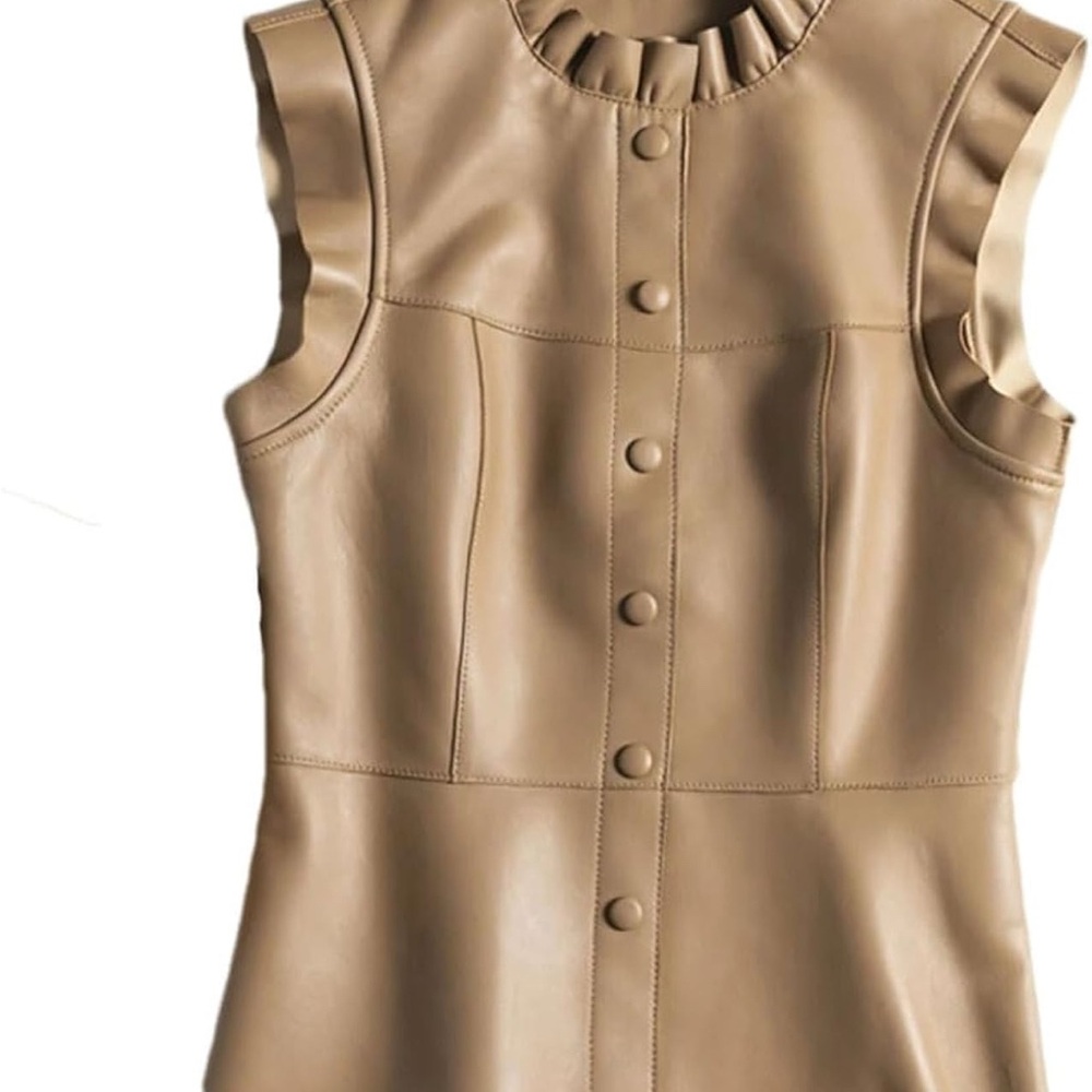 Marc New York Tan Blazer with Pleated Collar